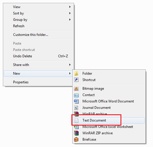 Create New Text Document